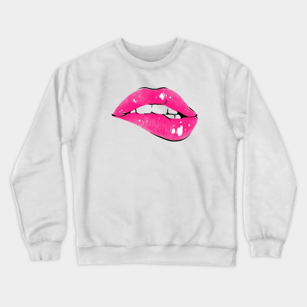 Sexy Pink lips Crewneck Sweatshirt by Designedinink